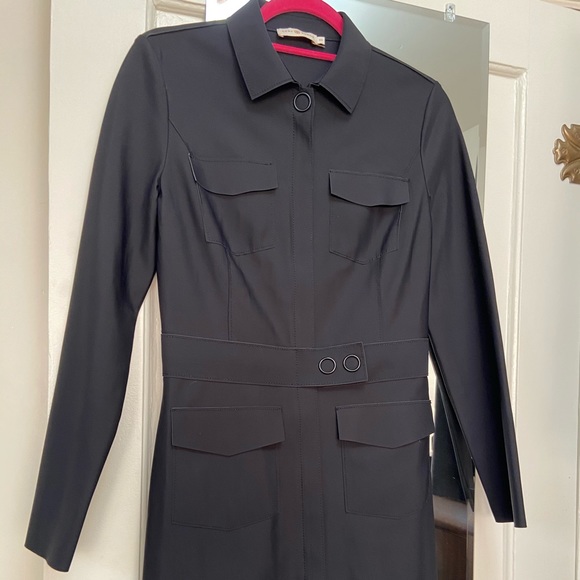 Tory Burch black stretch trench coat/dress Sz S/P - Picture 5 of 8